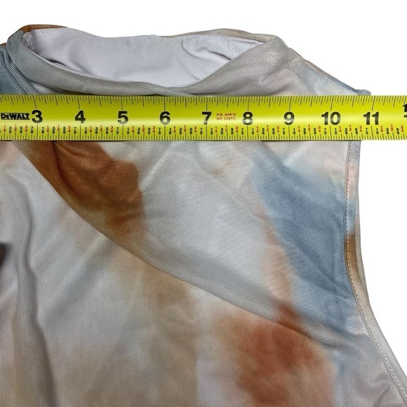 Shein Essence Mock Neck Sleeveless Mesh Tie-Dye Ruched Tank Top Top Size 6 - Picture 7 of 11